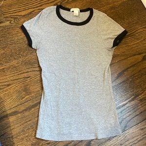 Gray and Black Ribbed Tee Shirt Size Medium